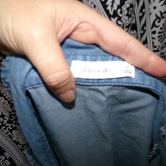 Active USA SS Button Down Denim Dress Sz L - Picture 7 of 8